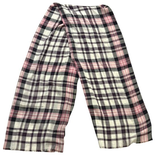 Tommy Hilfiger Checkered Scarf – Pink, Purple, Black & White - Picture 1 of 3